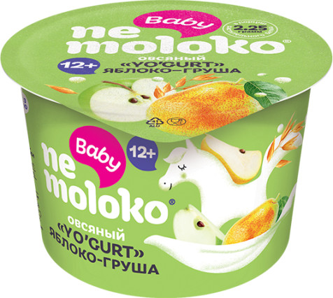 Nemoloko Baby  YO'GURT овсяный Яблоко-Груша